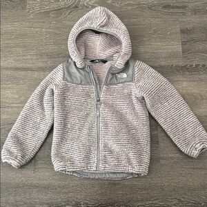 The North Face Suave Oso Hooded Full Zip Fleece Jacket Girls Size 4T Light Pink